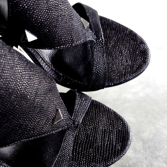 NIB Sigerson Morrison MARINO Embossed Black Leather Ankle Strap Sandals 7.5 - Picture 10 of 12
